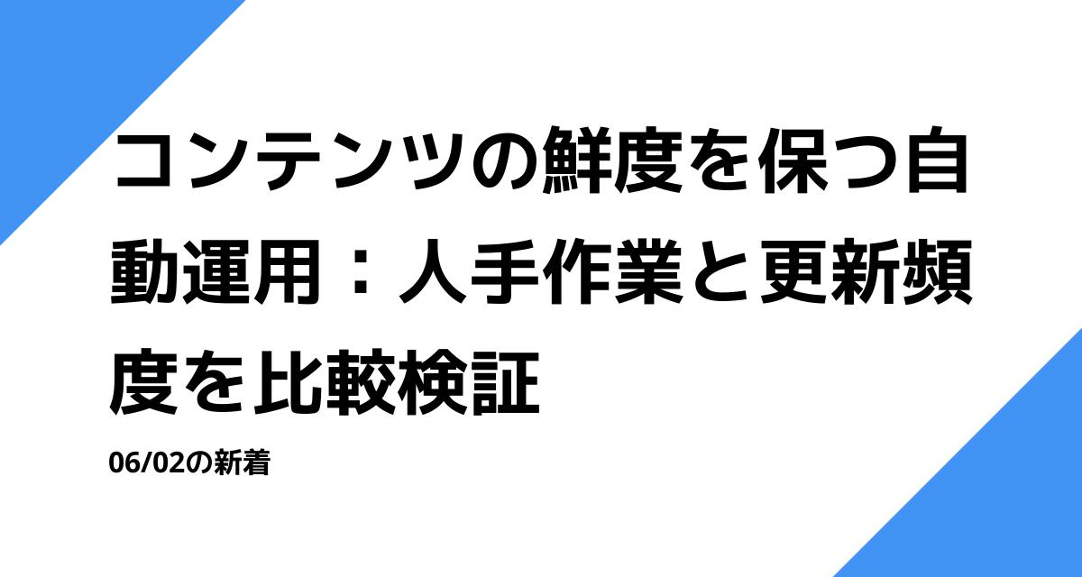 コンテンツの鮮度を保つ自動運用：人手作業と更新頻度を比較検証